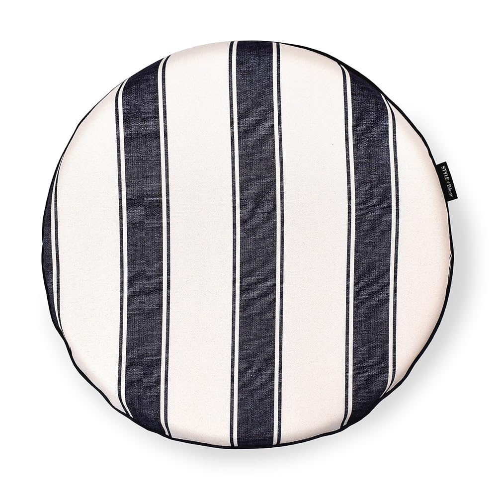 STYLE Decor Seat Cushion X French Chic Stripe Stylish Zabuton Car Cushion W3601400 (34cm 34cm)