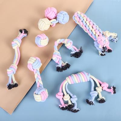 Zabawka dla psa Macaron Color Cotton Rope Toy Odporna na zęby Interaktywna zabawa Artykuły dla zwierząt