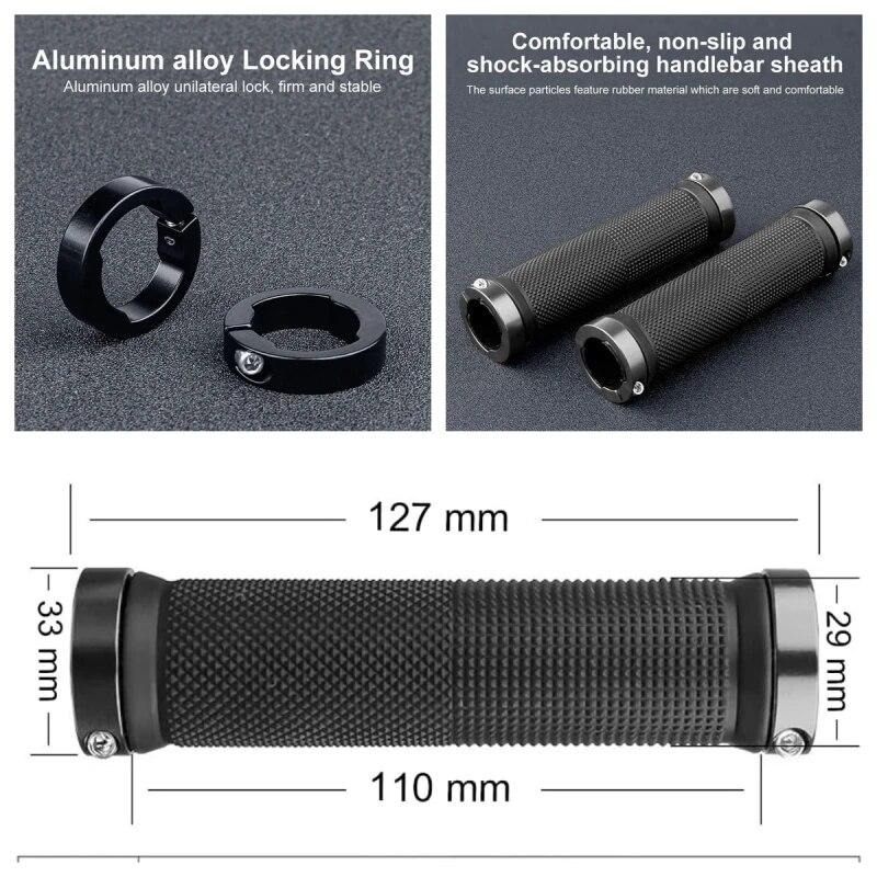 Bicycle Rubber Grips Alloy Lock Non-Slip Rubber Bicycle Handlebar Grips Double Aluminum Lock On Locking Bicycle Handlebar Grips