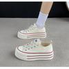 Fashionable Thick-soled Height-increasing Sneakers for Women, Spring/Autumn 2025 New Low-top Canvas Lace-up Casual Women's Shoes