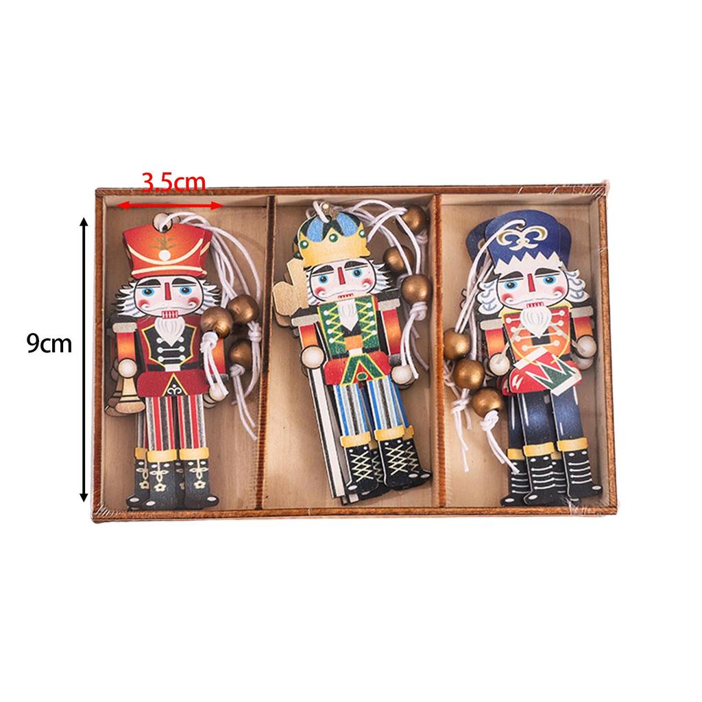 9Pcs/Set Wooden Nutcracker Soldier Nutcracker Pendants Crafts Collectible Nutcracker Christmas Ornaments for Holiday Xmas Decor