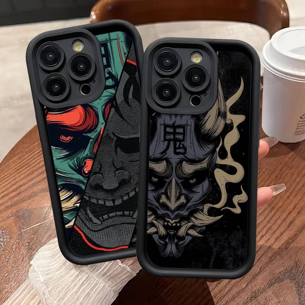 Japonia Twarz Ducha Samuraj Etui na Telefon Dla IPhone 17 16 15 13 11 12 14 Pro Max Plus Silikonowa Osłona