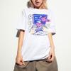 UNIQLO Cartoon Anime Letter Print Round Neck Short Sleeve T-Shirt Unisex Tops White 459201-00
