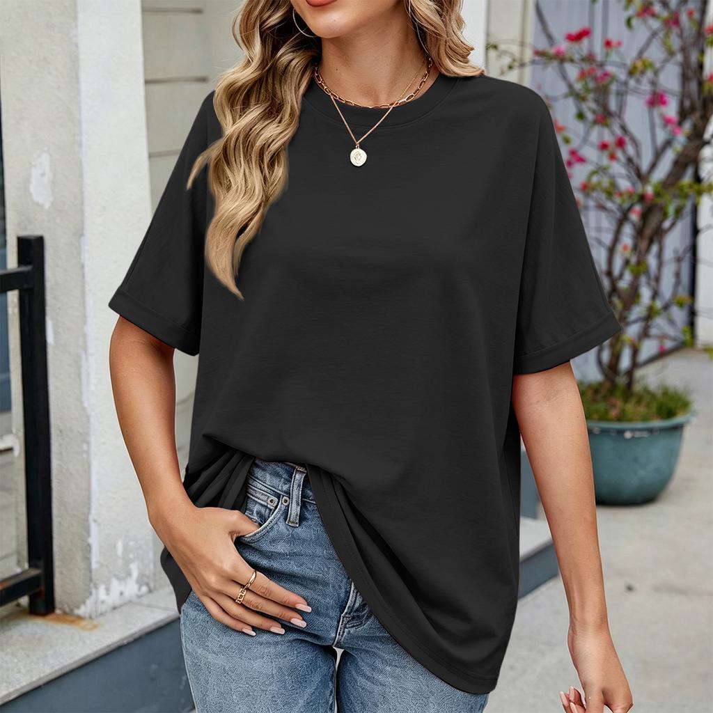 Women Loose Fit Casual Round Neck Short Sleeve T Shirt Lightweight Comfortable Summer Top