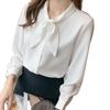 2025 Spring Women's Long Sleeve Casual Blouse with Bow - Fashionable & Versatile