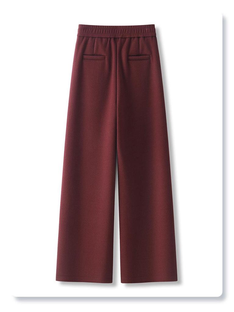 Ankola Women's 2024 Red Wool Pants: Autumn/Winter Collection, Thickened Narrow or Wide Leg Styles