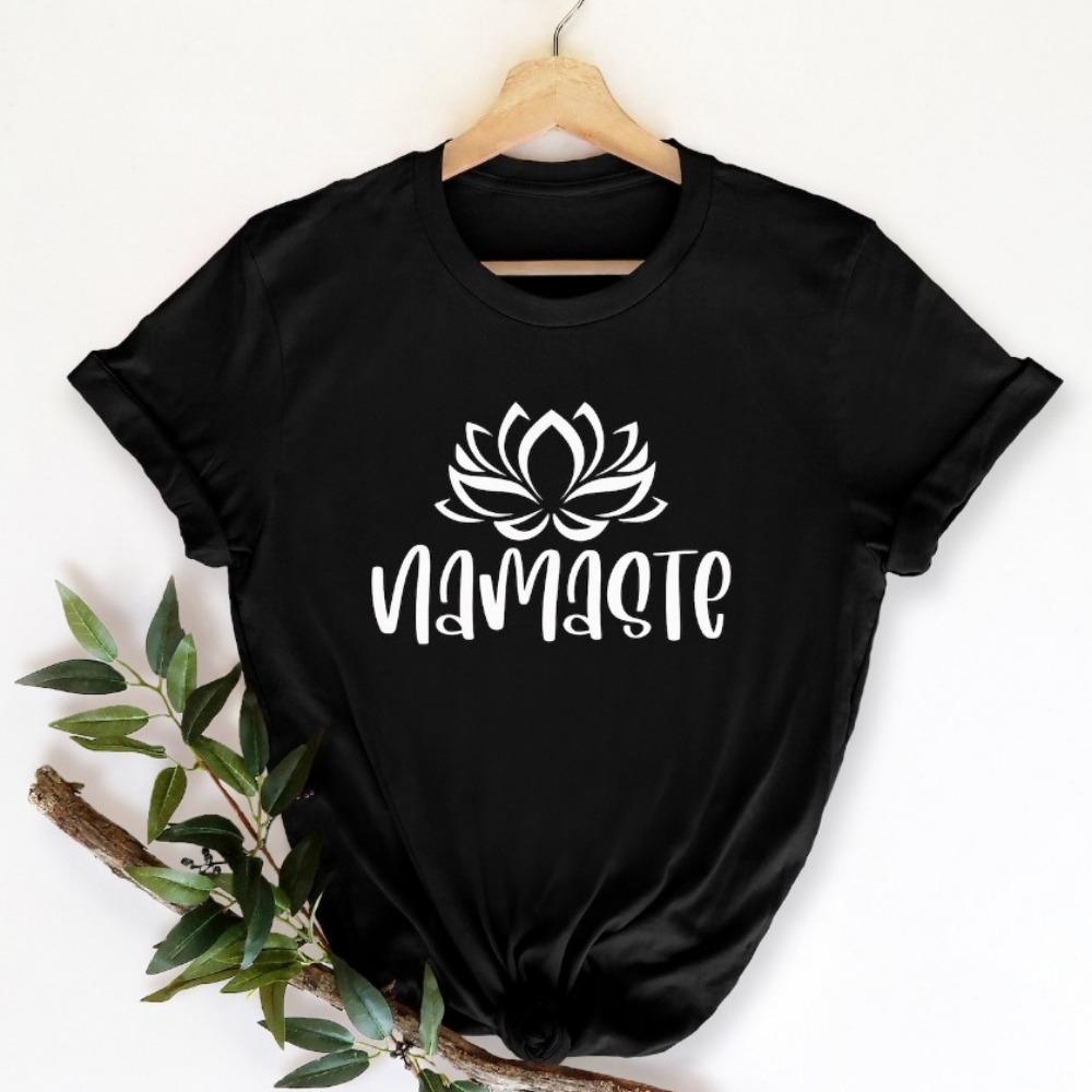 Namaste Yoga Shirt Lotus Flower Graphic Tee Aesthetic Clothes Y2k Top Aesthetic Unisex Clothes