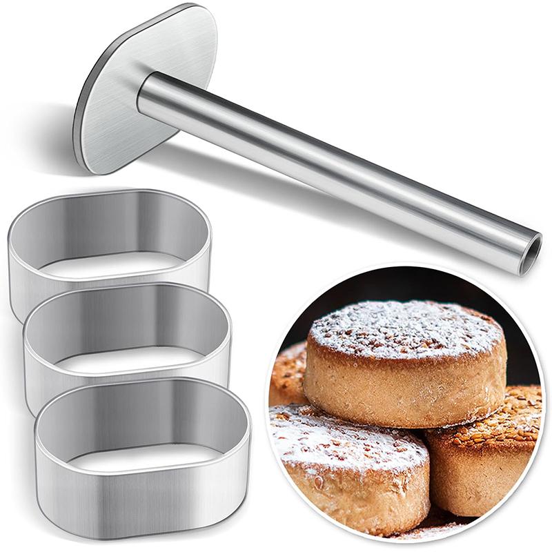 Stainless Steel Pulburon Molder With Pusher Cake Decorating Tools Diy Cake Mousse Pastry Ring Mold Cooking Rings Baking Tools