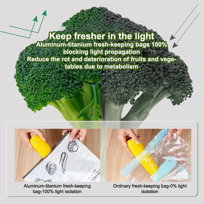 10Pcs Slide Fastener Aluminum Foil Food Bag Leakproof Freezer Safe Kitchen Fresh Bag Sealed Fresh-Keeping Home Use Durable Bag