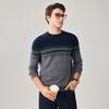 Zhaojun Men's 100% Cashmere Round Neck Jacquard Knit Sweater