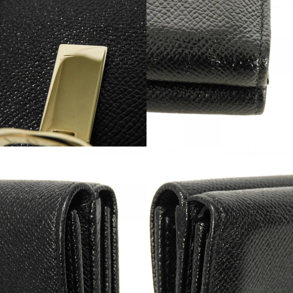 Used 11679 Trifold Wallet 288648 7942 RFID IC Chip Gold Compact Wallet Logo Clip Black Unisex from Japan AUTHENTIC