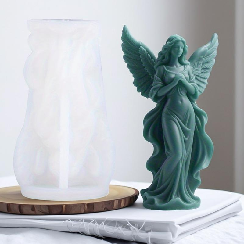 Detailní Design Andělského Křídla Bohyně Silikonová Forma na Svíčky pro Výrobu Vonných Svíček a Mýdel Snadné Vyjmutí Víceúčelové Použití