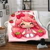 Custom Name Strawberry Shortcake'S Sweet World Party Blanket For Couch Bed Plush Cozy Fuzzy Blanket Super Soft Warm Blankets For Fall And Winter 09162