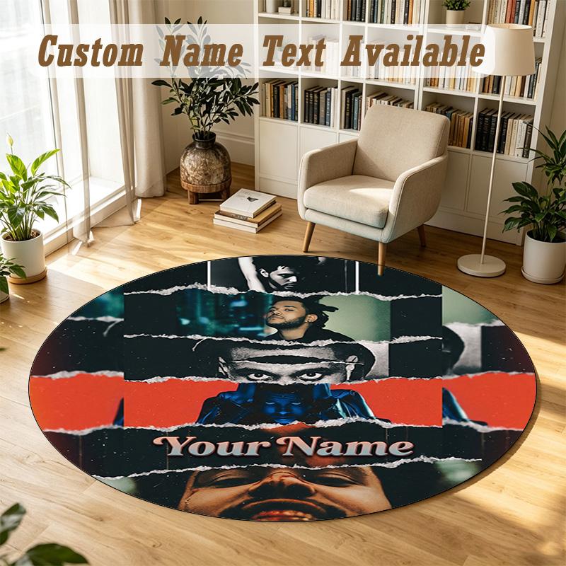 Round Rug Custom NameThe Weeknd Pattern Non Slip Carpet Home Floor Decor