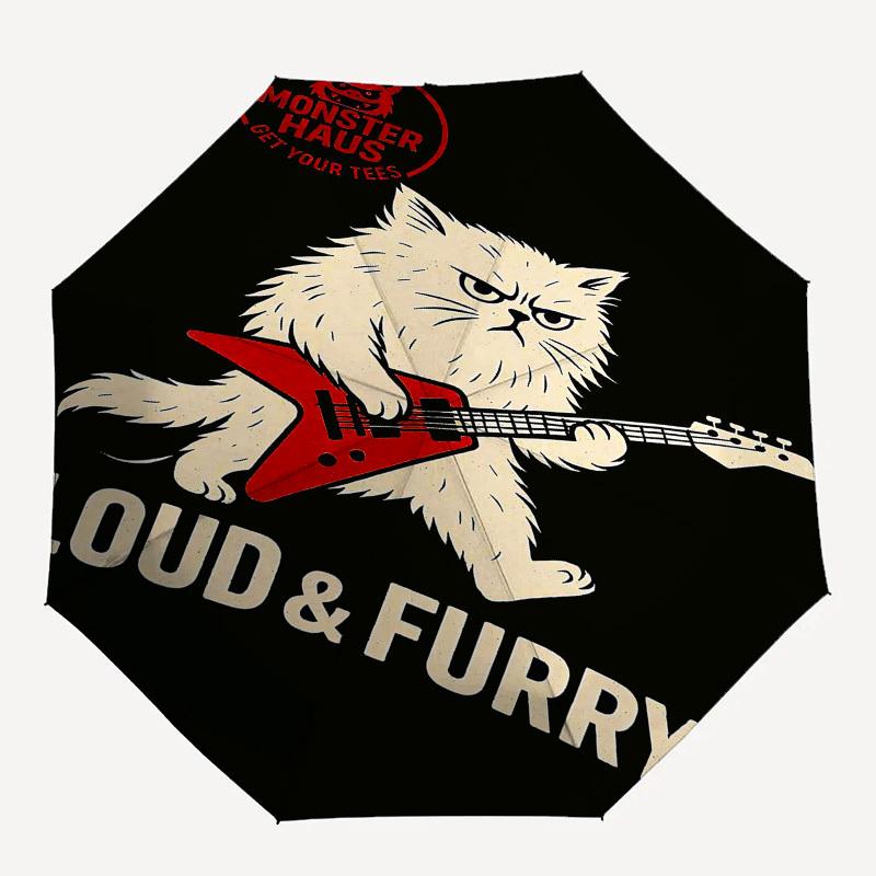 

1pc Loud & Furry Automatic Open/Close Umbrella with 8-Rib Windproof Canopy10141