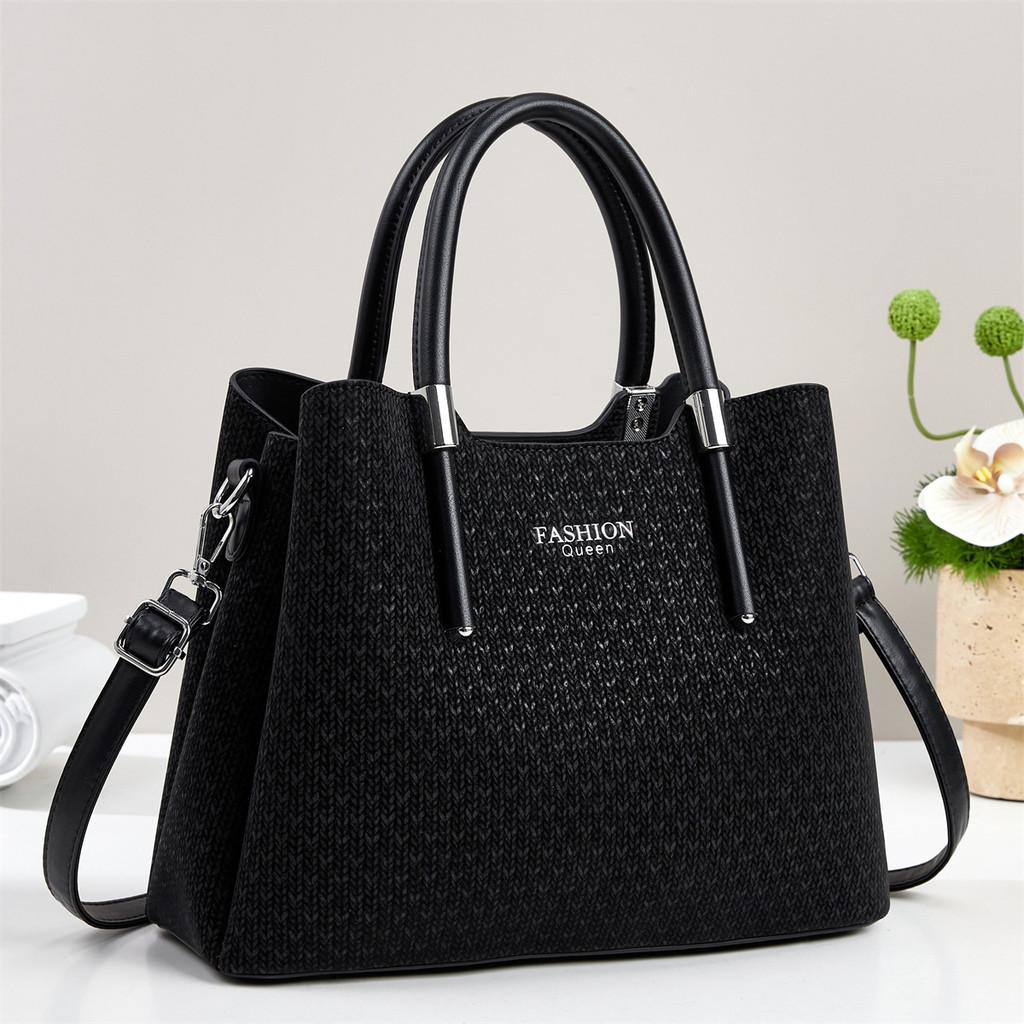 

Pu Leather Large Shoulder Bag With Multiple Pockets For Office And Daily Use Black