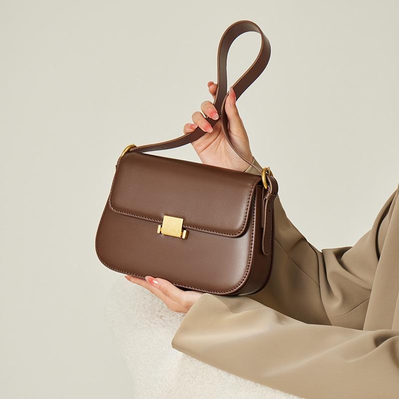 Luxuriöse Leder-Schulter-Tofutasche, Retro-Rindsleder-Damen-Handtasche, quadratisch, multifunktionale Umhängetasche für den Weg zur Arbeit