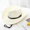 Cowboy Straw Hat Women's Summer Travel Visor Year New Ethnic Style Jazz Hat Big Brim Beach Hat