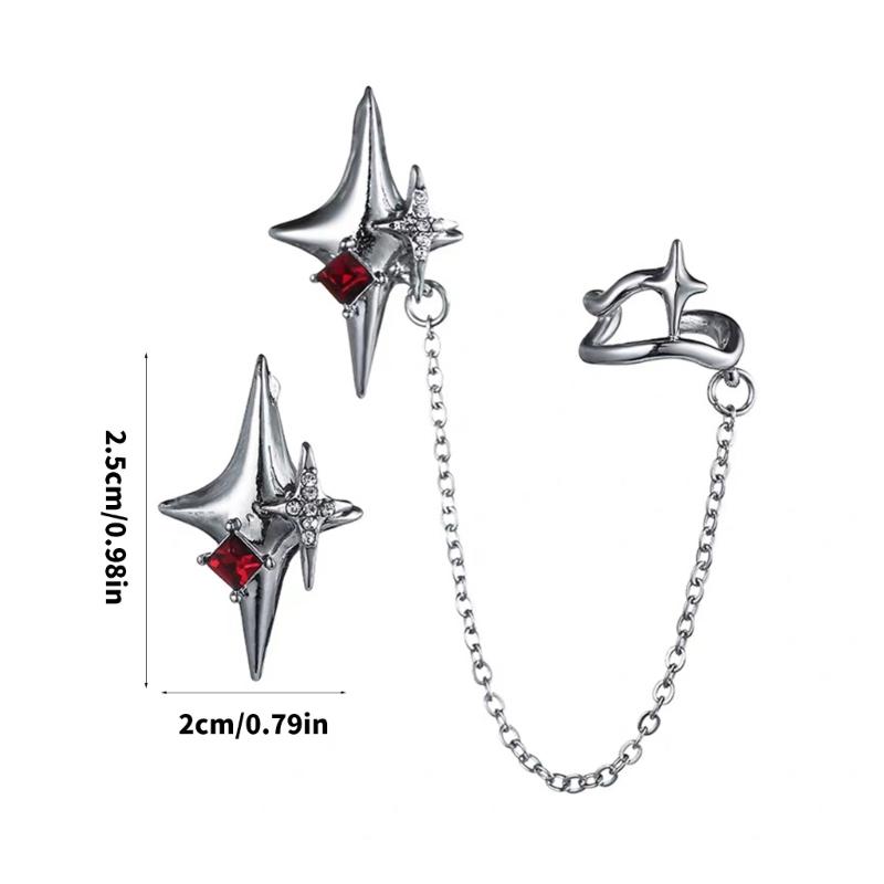 No Pierced Point Star Earring With Stone For Cartilage Ear Cuff Party Or Wear