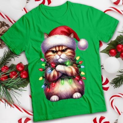 Funny Ugly Mens and Womens Angry Cat Christmas T-Shirt Tee #MC
