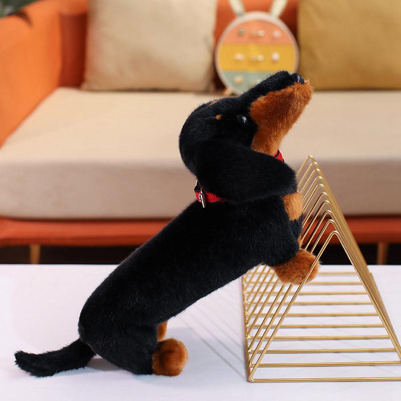 37cm Cute Realistic Dachshund Plush Toy Stuffed Animal Doll  Lovely Companion Decor Soothing Sleeping Pillow  Birthday Gift