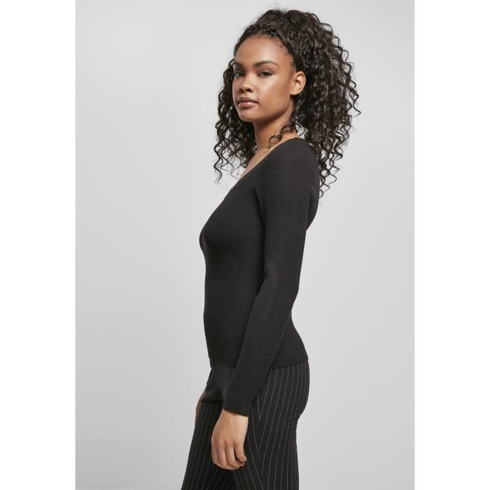 Pull femme Urban Classics wide neckline - noir - XL