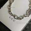Vintage White Gold Double G Interlocking Bracelet - Women’s Fashionable Cuban Chain Bangle