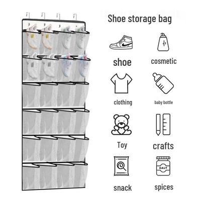 Fine Mesh 24-Compartment Door Hanging Shoe Storage Bag with Reinforced Hooks