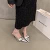 Niche French silver high heels bag head sandals fairy shoes 2025 new spring and summer temperament pointed single shoes