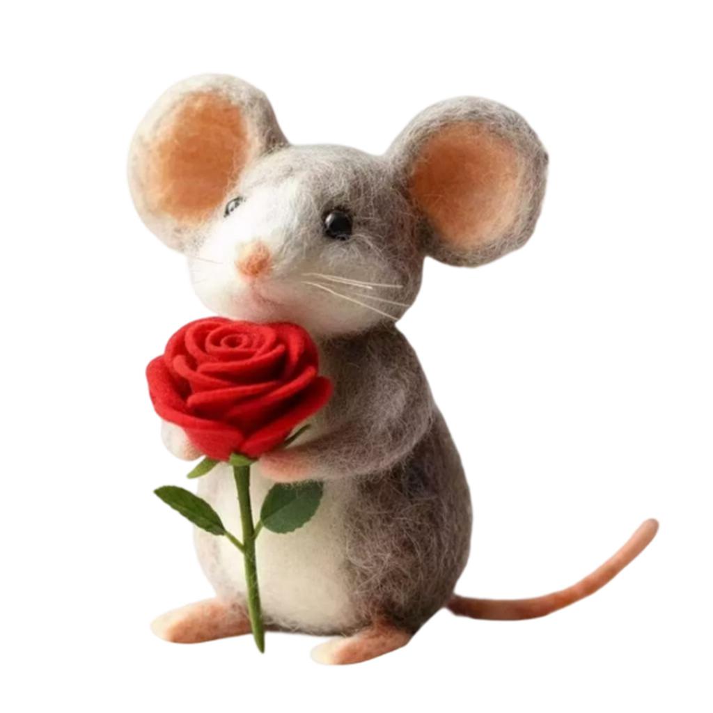 Valentine's Day Mouse Ornament Woolen Mouse Couple Desktop Figurine Multi-Tiered Tray Desktop Decoration Valentine's Day Gift Anniversary Gift