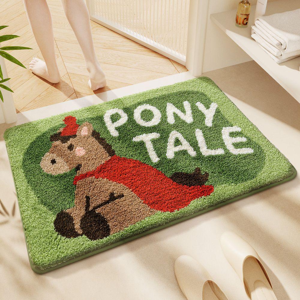 VIKAMA Cute Cartoon Bathroom Floor Mat Easy to Clean Water-Resistant Synthetic Cashmere Rug for Bathroom Door - Home Decoration