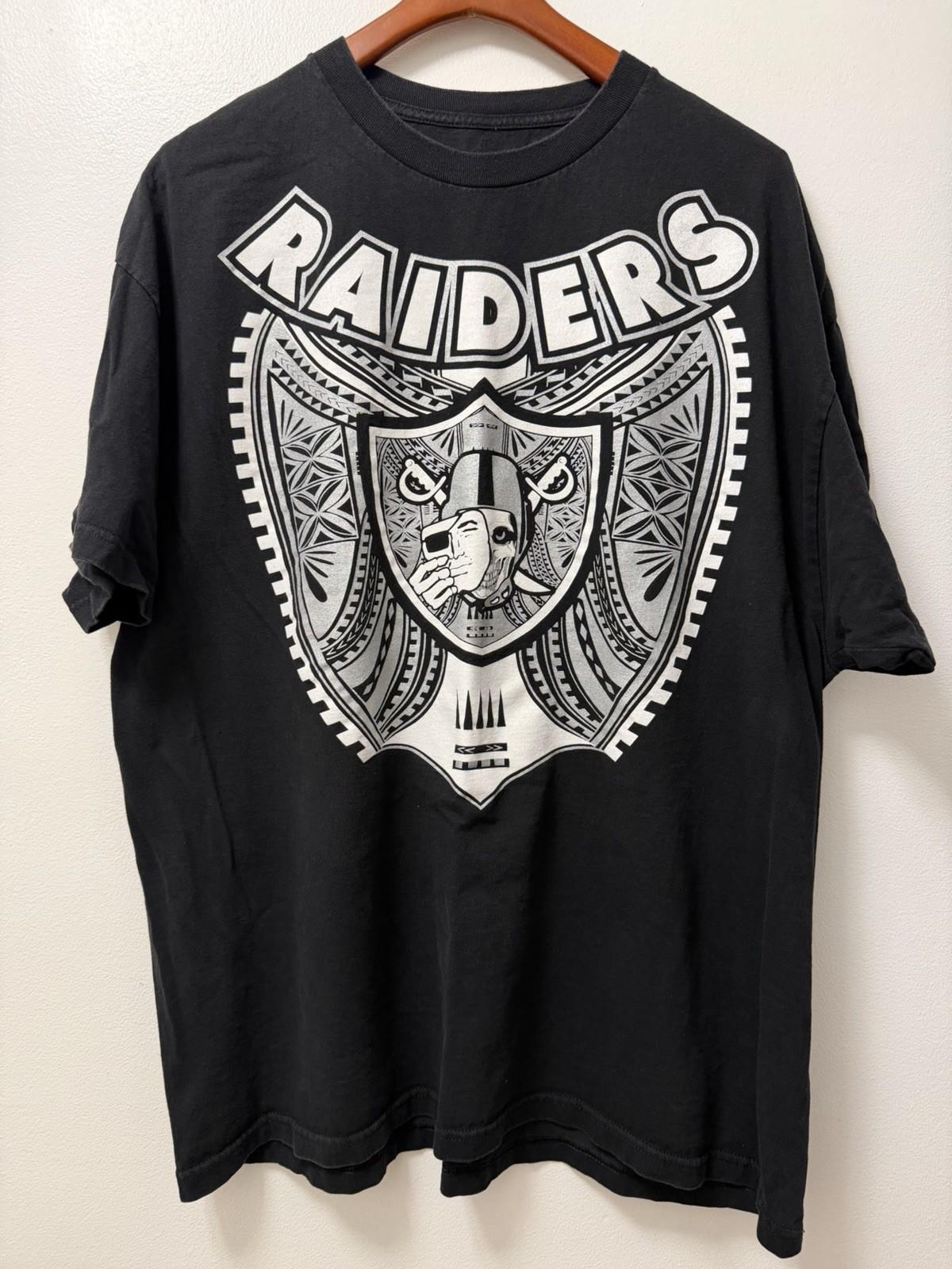 VTG Oakland Raiders All In Black T Shirt Men’s XL / 2XL NFL Football 90s Vegas XXL