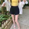 2026 Summer Women High Waist Drawstring Sweat Shorts Slit Design Pocketed A-line Loose Sports Casual Shorts For Petite Ladies
