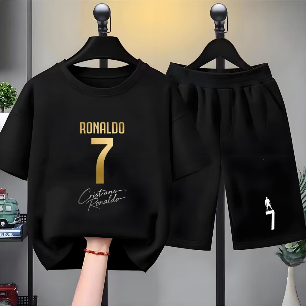 Summer Children T-shirt Tops+Shorts Breathable Boy Girl Casual Fashion Short Sleeve Kid Football Idol Clothes Sport Tee