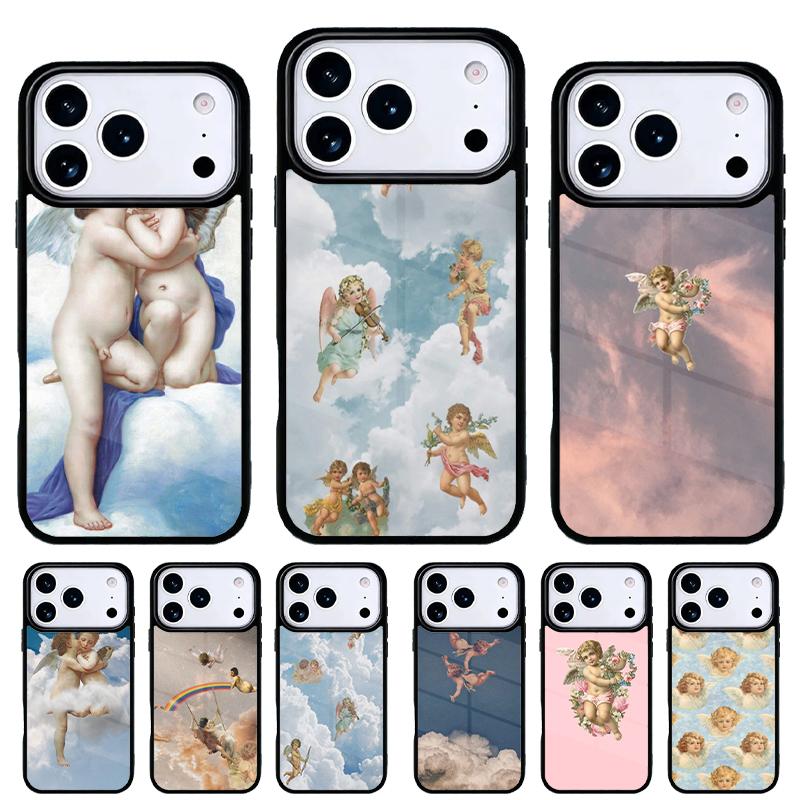 Vintage Painting Paradise Angel Phone Case for iPhone 17 Air 16e 15 14 13 Pro Max Back Cover for 12 11 Pro Coque