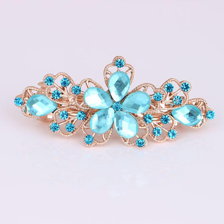 

Женская мода Цветочный лист Кристалл Кристалл Камень Заколка для волос Заколка для волос Ювелирные изделия Брелок для волос