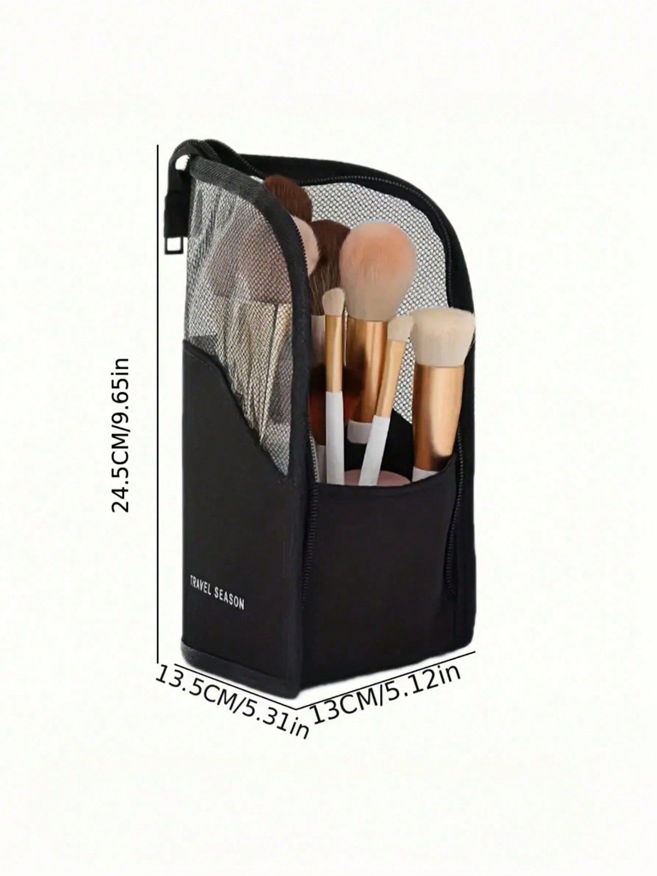 1pc Pink Makeup Brush Case With Zipper,Transparent Waterproof Travel Makeup Brush Holder ,Portable Makeup Brush Bag