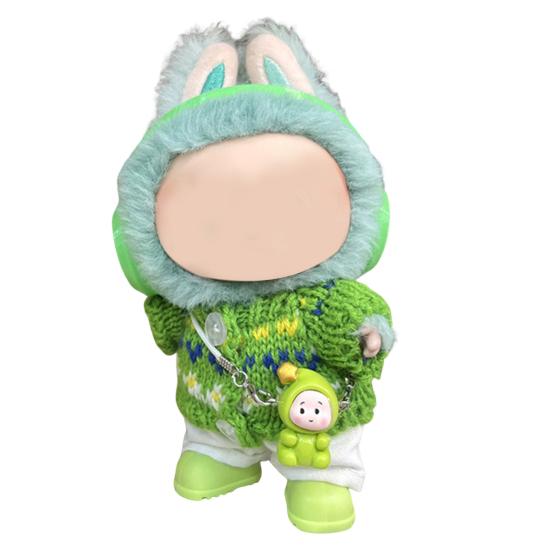 Doll Clothes Set Stylish Overalls Knitted Sweater Outfit for 15-17cm Dolls Fashionable Dress Up