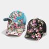 Hat Women's Spring and Summer National Style Elements Small Flower Cloth Peony Flower Net Baseball Cap Men's Outdoor Leisure Sun Hat