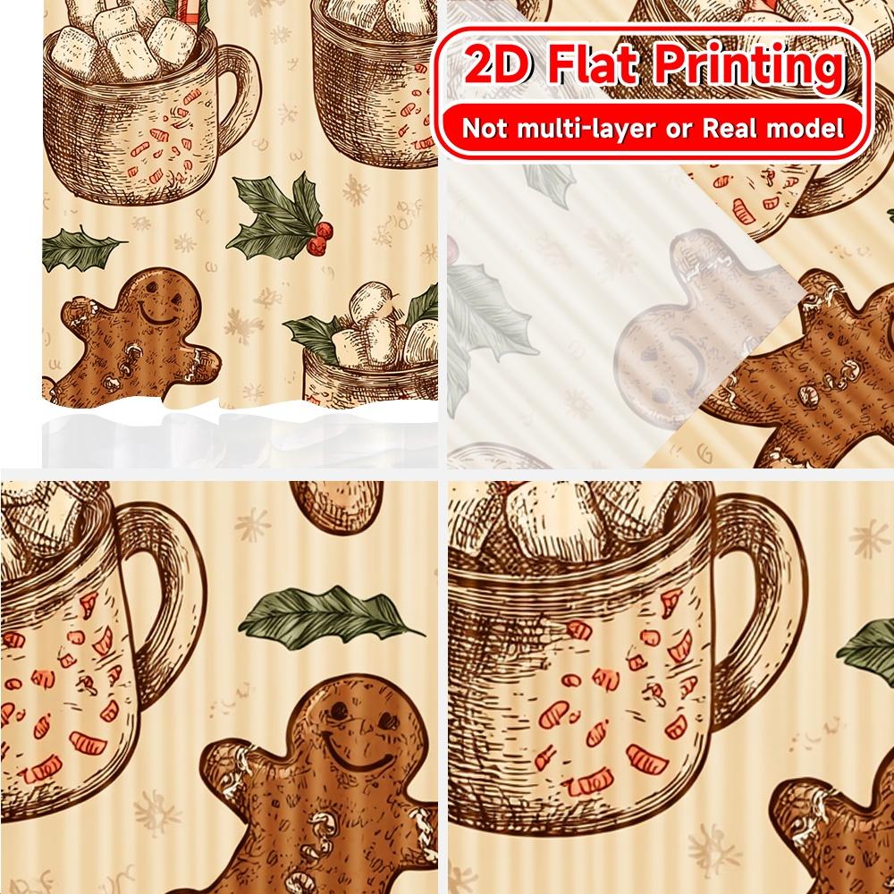 Flat Printing Gingerbread Joy Chic Curtain Cloth Yarn Curtains Holiday Use Bedroom Living Room Office Teens Set Of 2 Made Polyester Washable Area
