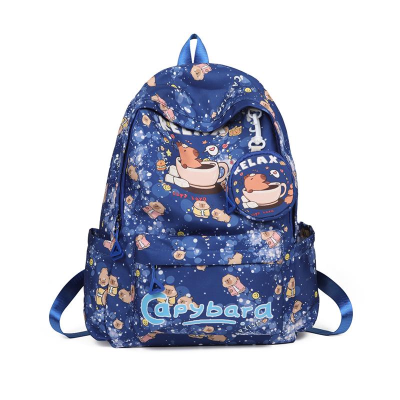 Large Capacity Boys And Girls Backpack Cute Fun Kapibara Print Primary School Bag Children Backpack