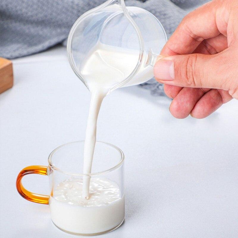 100ml Multifunkční kuchyňská odměrka s uchem skleněná odměrka s dvojitým hrdlem džbánek na mléko kávové potřeby čirá