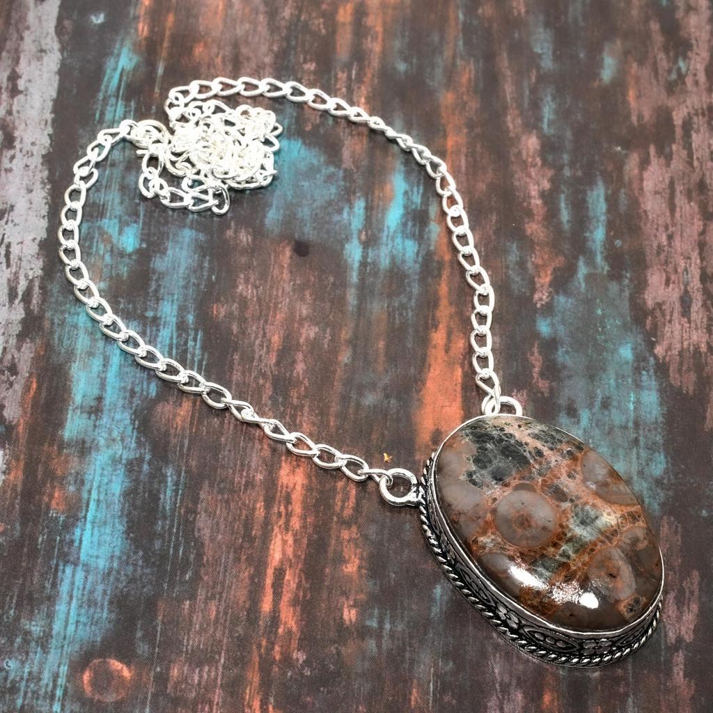 Ghost Eye Jasper Gemstone Handmade 925 Sterling Silver Jewelry Necklace For Women