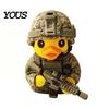 Cool Gaming Setup Props Tactical Yellow Duck Figurine, Resin Ornament with Camouflage Combat Durable Craft Gear, Soldier Statue for Home Office