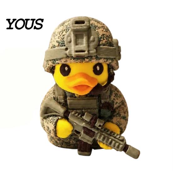 Cool Gaming Setup Props Tactical Yellow Duck Figurine, Resin Ornament with Camouflage Combat Durable Craft Gear, Soldier Statue for Home Office