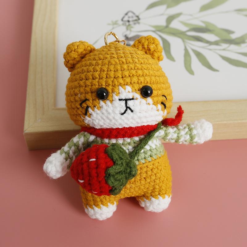 Handmaking Crochet Rabbit Doll Keychain For Gifts Cute Animal Doll Crochet Keychains Knitting Kitten Keyrings Custom