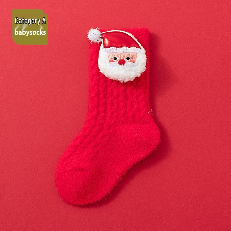 Cozy Christmas Fleece Socks for Newborns and Toddlers, Warm and Festive Red for Boys and Girls.