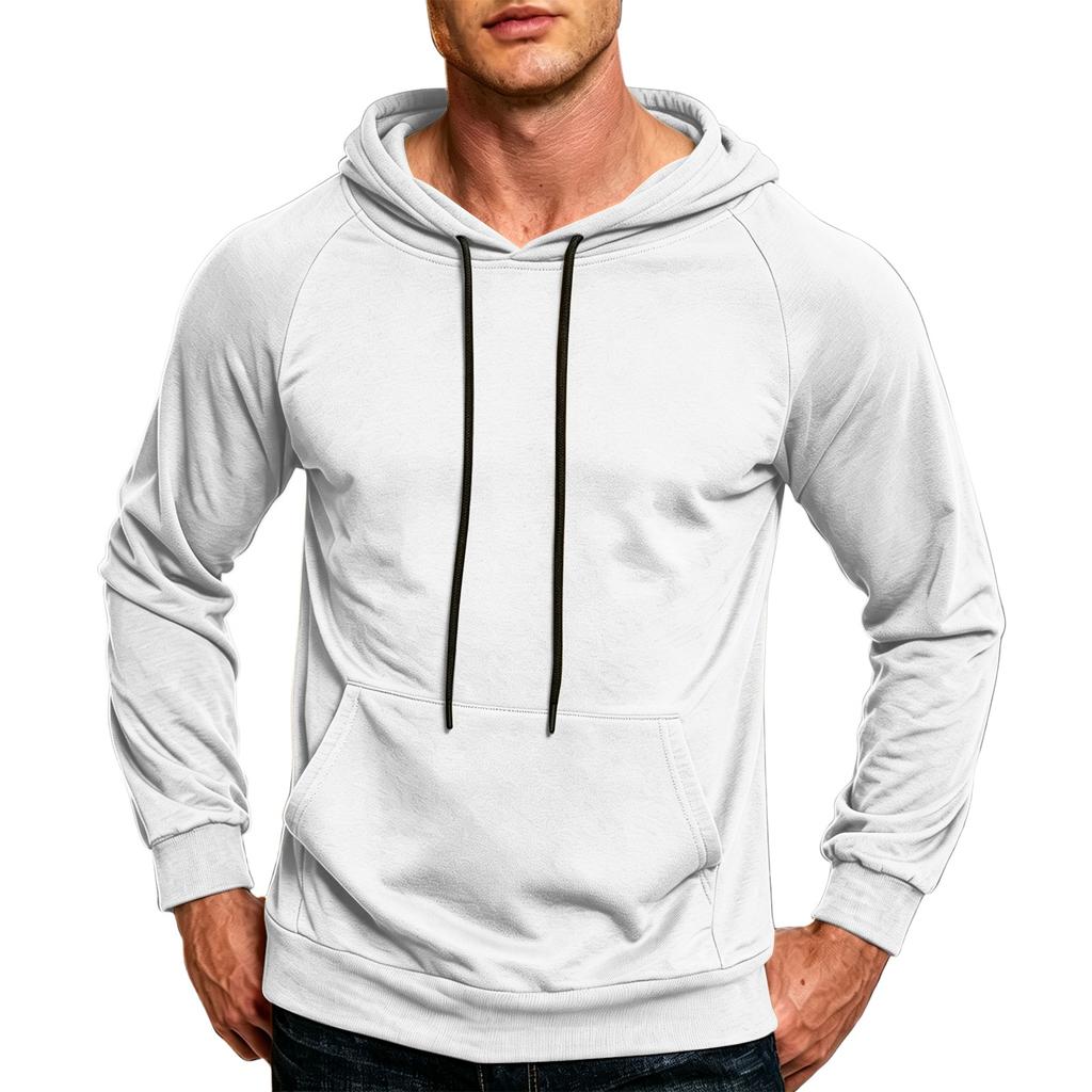 Men's Color Loose Fit Casual Hoodie with Pocket and Drawstring