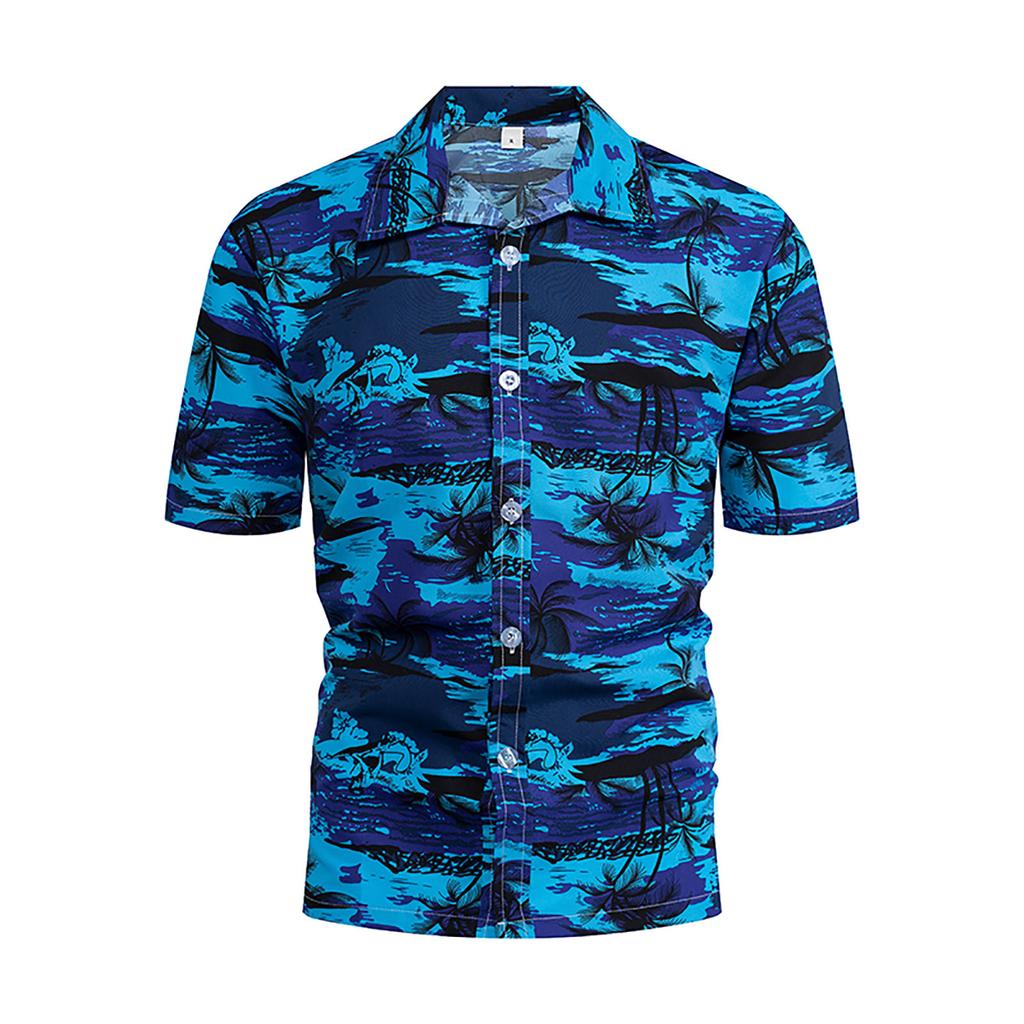 Herren-Hawaii-Hemden mit Blumenmuster, kurzärmelig, Strandhemd mit Knopfleiste