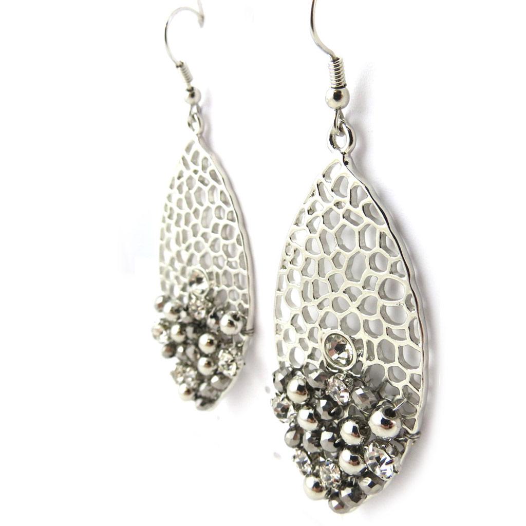 Les Trésors De Lily [N0734] - Silver Gray 'Sissi' Designer Earrings